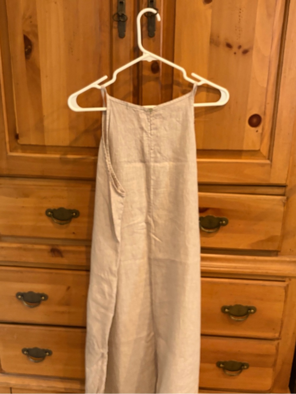 Linen Halter Maxi Dress in Light Beige